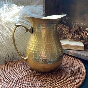 Hammered Matte Gold Decorative Water Pitcher - 7 3/4” tall x 7 1/2” wide
